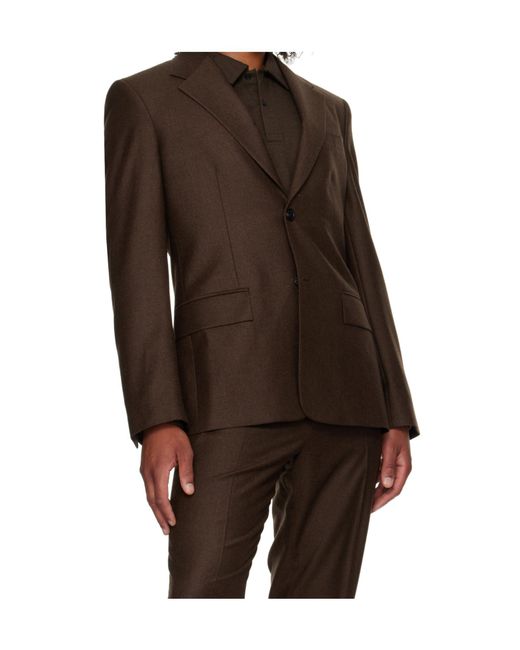 Ferragamo Brown Single Breasted Flannel Blazer for men