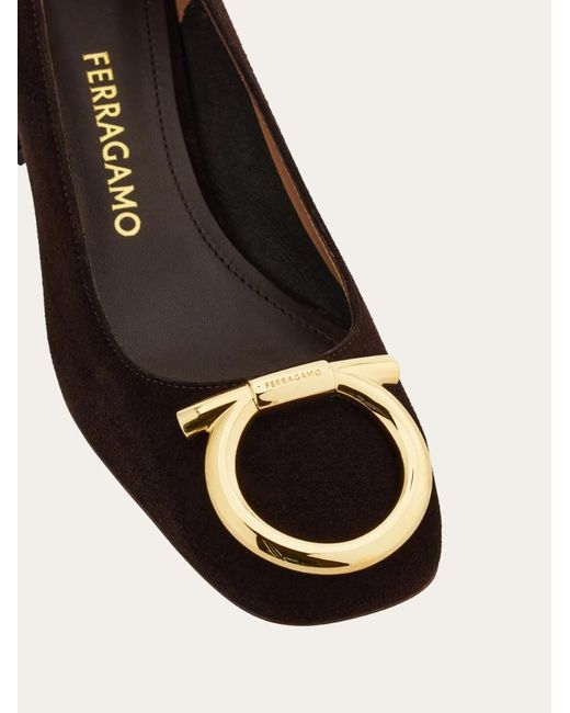 Ferragamo Brown Ferragamo Gancini Plaque Slip-On Pumps