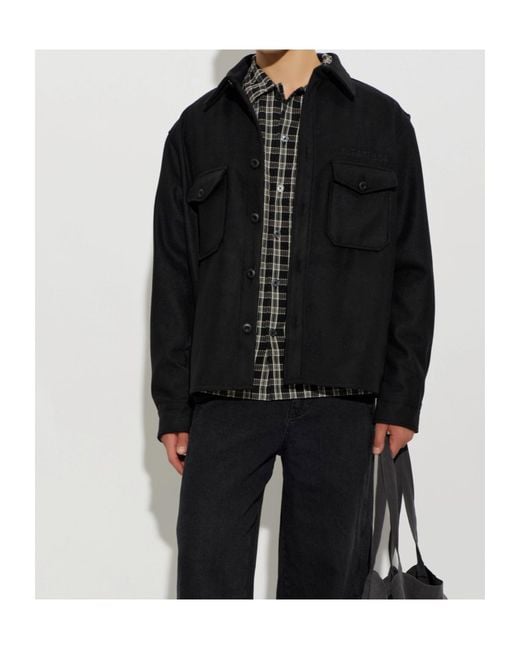 AllSaints Black Collared Long-Sleeved Shirt for men