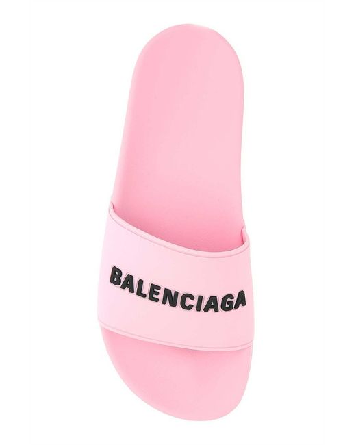 Balenciaga Pink Logo Printed Slides