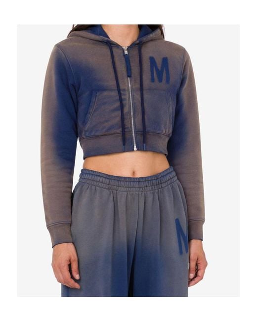Moschino Blue Gradient Cropped Hoodie