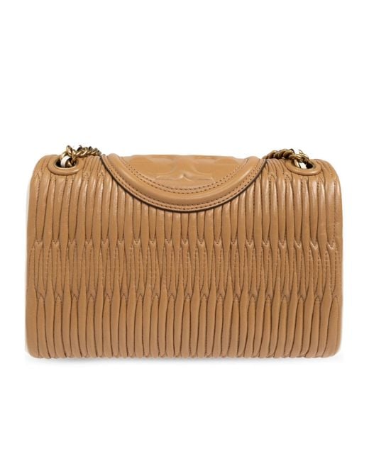 Tory Burch Brown Fleming Soft Pleat-Detailed Small Shoulder Bag
