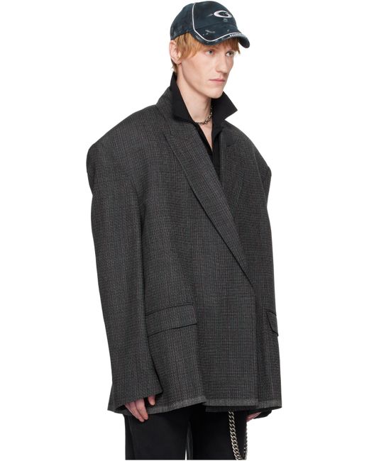 Balenciaga Black Check Detailed Tailored Jacket for men