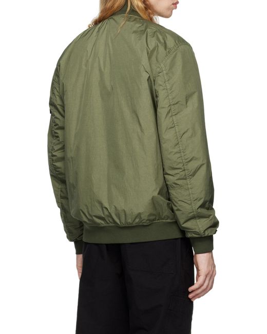 Stone Island Green Logo Patch Bomber Jacket for men