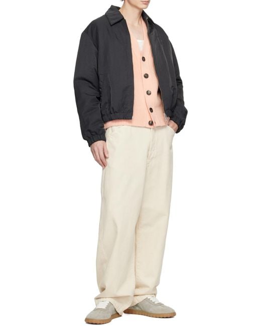 AMI Black Logo Embossed Zipped Jacket for men