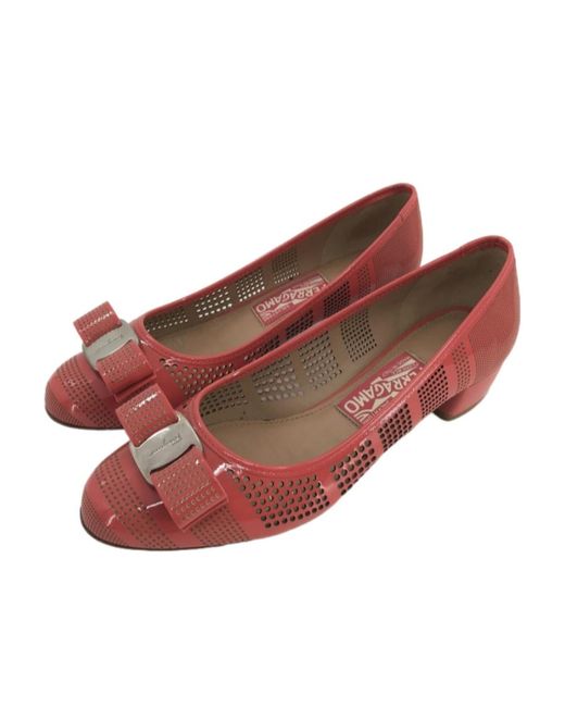 Ferragamo Red Logo High Heels