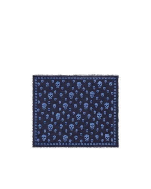 McQueen Blue Skull Pattern Scarf for men