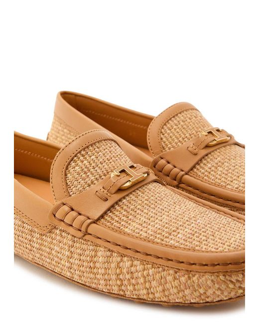 Tod's Natural Straw Loafers