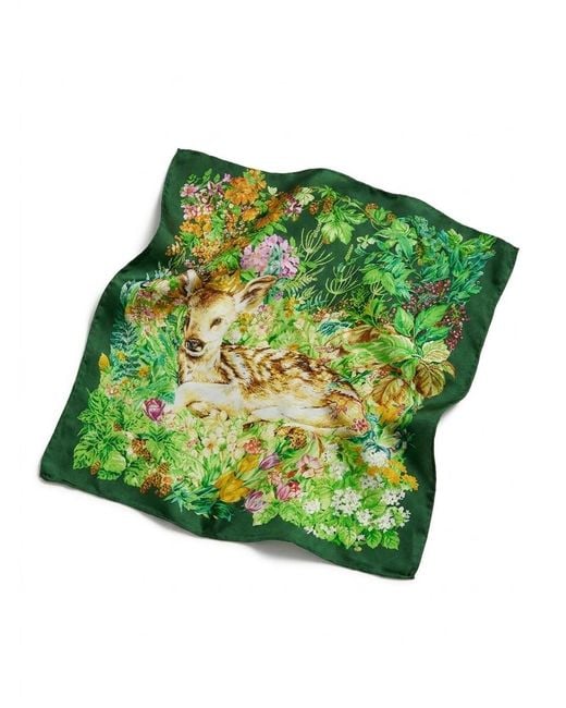 Gucci Green 'Giardino Di Seta' Printed Silk Carré