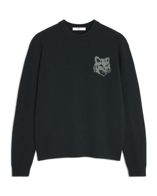 Maison Kitsuné Black Maison Kitsuné Fox Head Intarsia Jumper for men