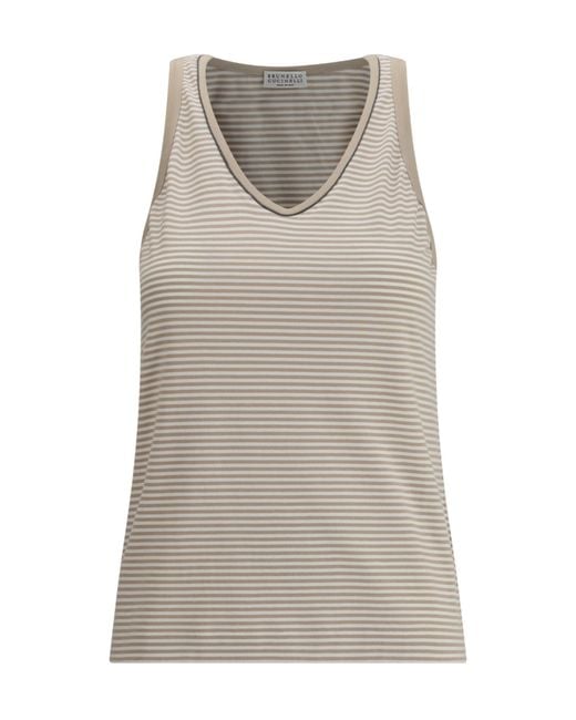 Brunello Cucinelli Gray Striped Tank Top