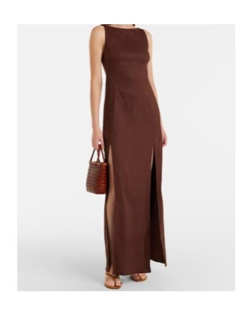 Staud Purple Costa Linen-Blend Maxi Dress