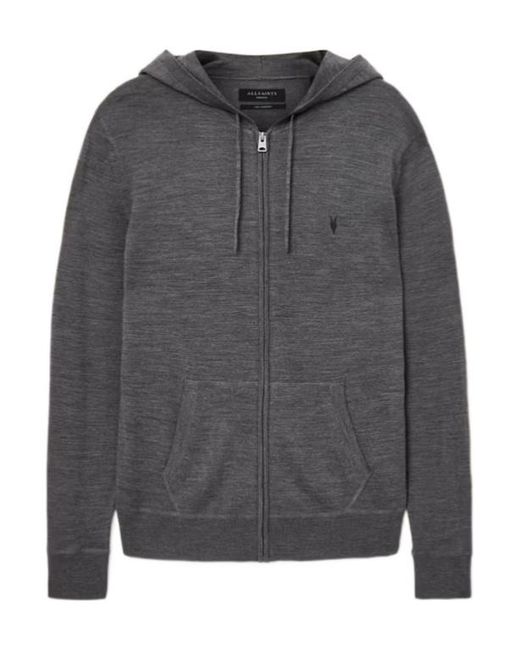 AllSaints Gray Mode Zip-Up Hoodie for men