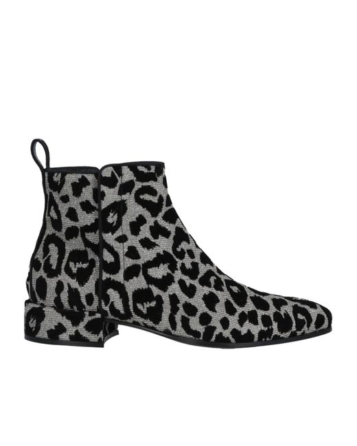 Dolce & Gabbana Black Leopard-Print Ankle Boots