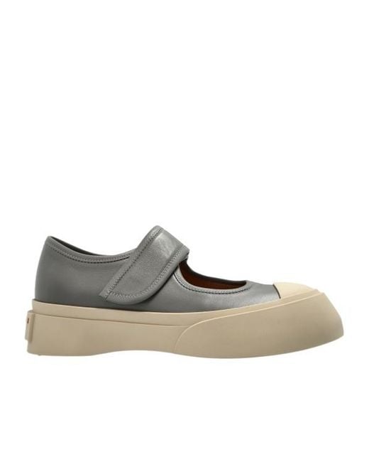 Marni Gray Mary Jane Round-Toe Sneakers