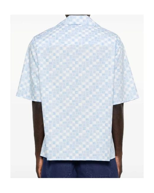 Marni Blue Printed Short Sleeved Shirt for men