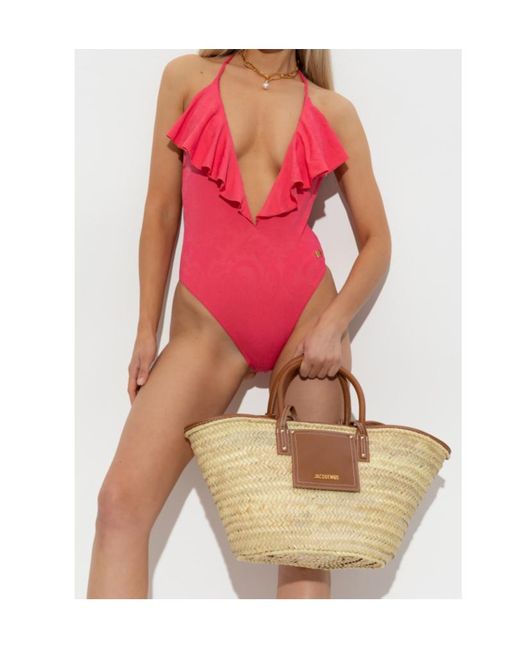 Balmain Red One Piece Swimsuit