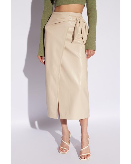 Nanushka Natural Carola Midi Leather Skirt