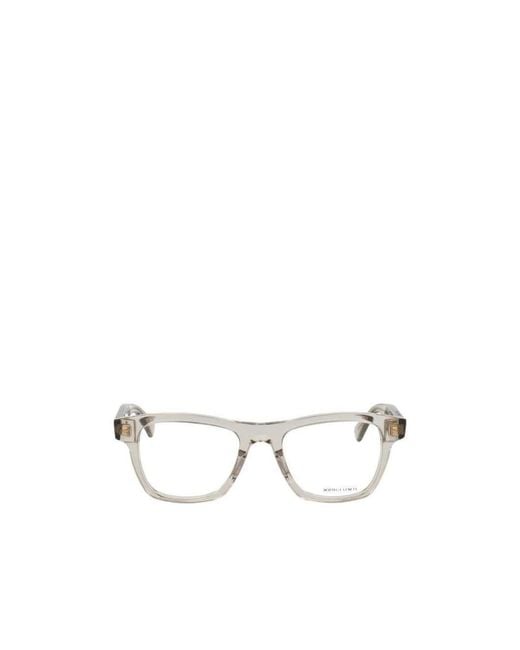 Bottega Veneta White Eyewear Rectangular Frame Glasses for men