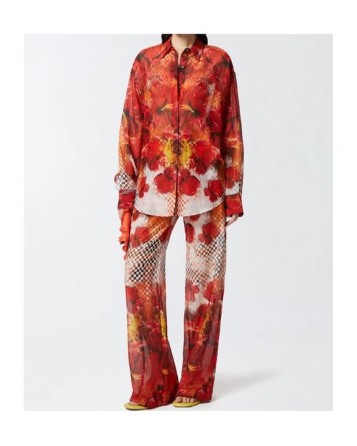 Pinko Red Patterned Palazzo Pants