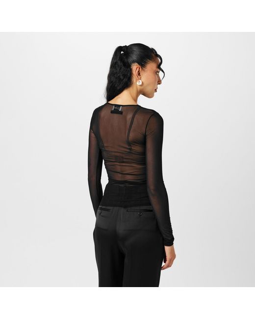 Jean Paul Gaultier Black Crew Neck Long Sleeve Blouse