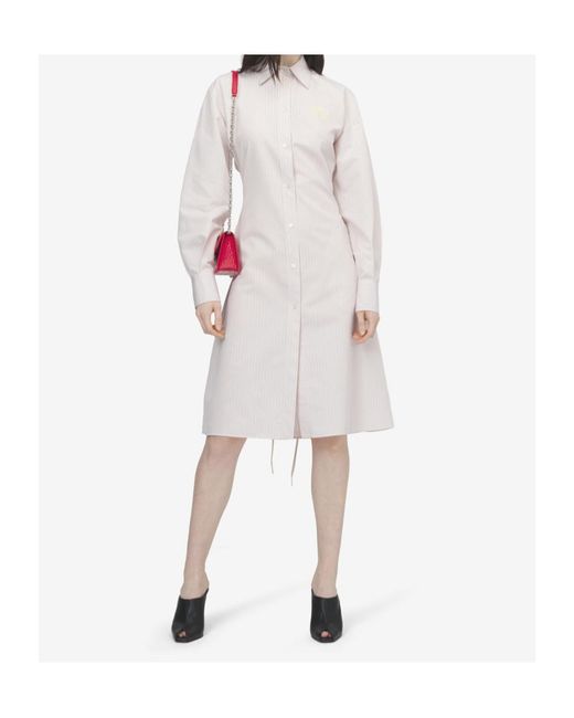 McQueen White Pinstriped Shirt Dress