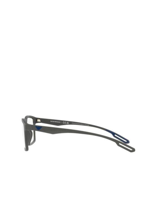 Emporio Armani White Rectangle-Frame Clip-On Glasses for men