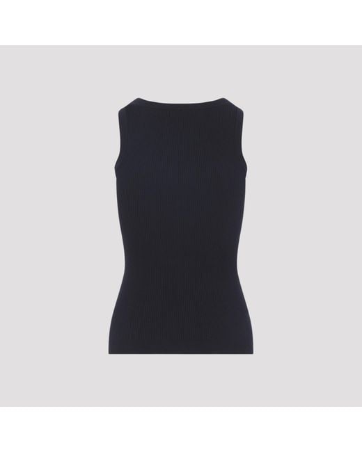 Miu Miu Black Logo-Embroidered Ribbed-Knit Tank Top