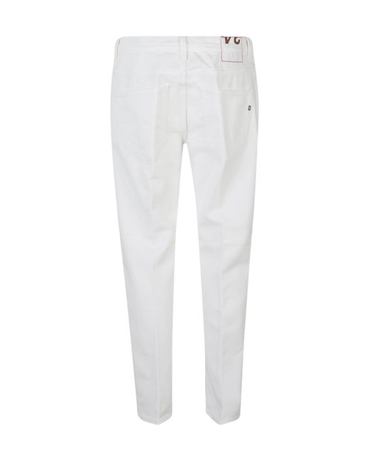 Dondup White Logo-Detail Straight-Leg Cotton Jeans for men