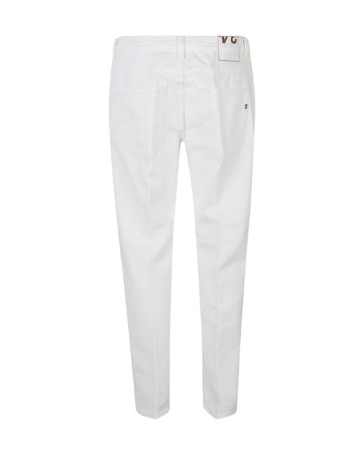 Dondup White Logo-Detail Straight-Leg Cotton Jeans for men