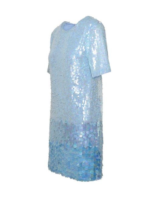 P.A.R.O.S.H. Blue Sequin Embellished Mini Dress