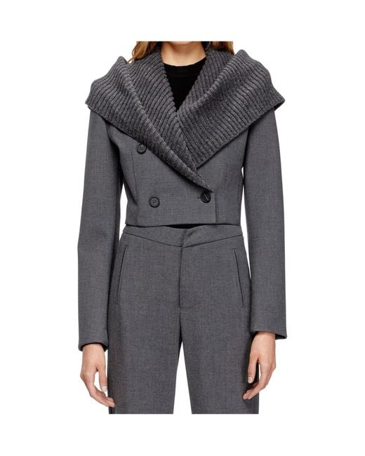 DIESEL Gray G-Olden Double Breasted Cropped Jacket
