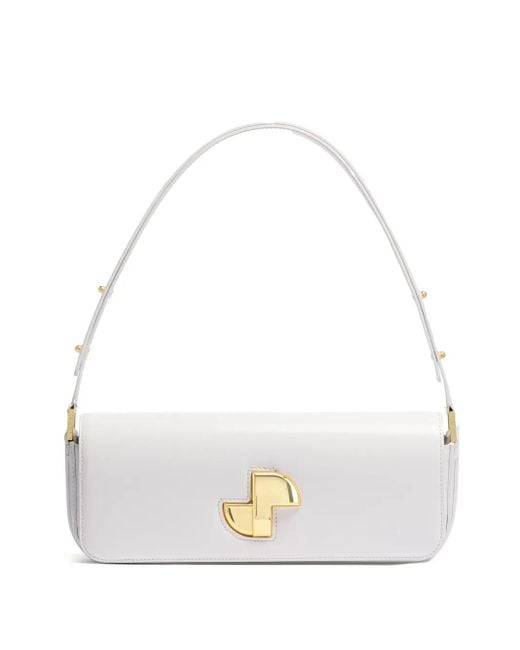 Patou White Le Lock Leather Shoulder Bag