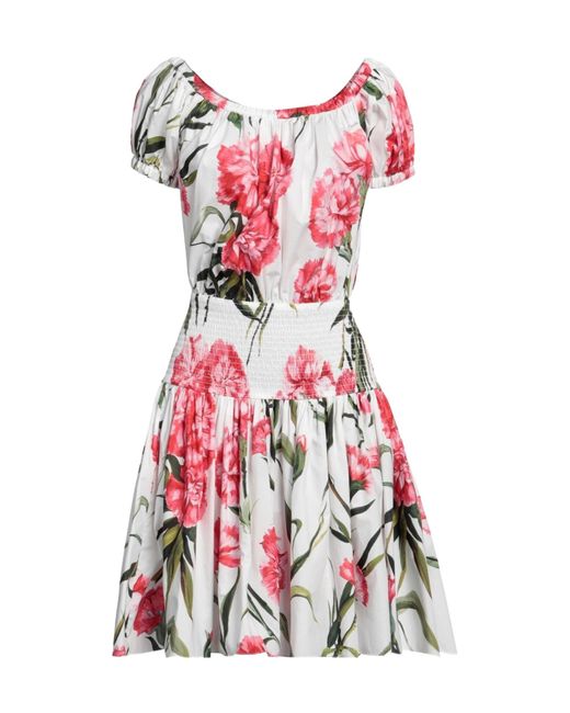 Dolce & Gabbana Red Floral Short-Sleeve Dress