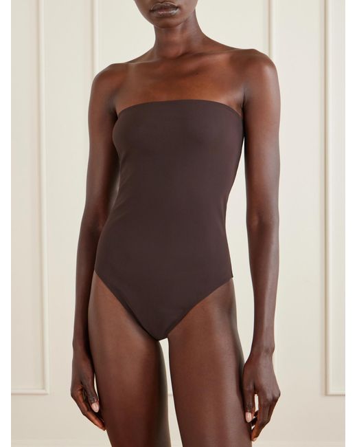 Alaïa Brown Alaïa Square-Neck One-Piece Swimsuit