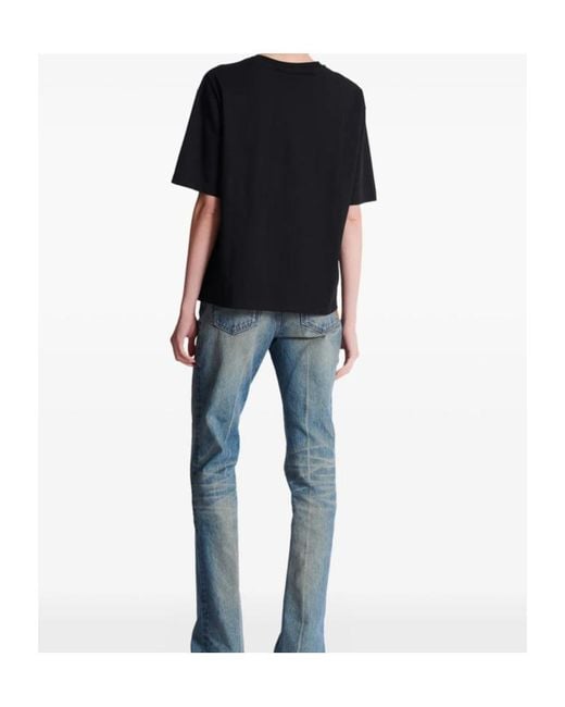 Balmain Black Logo Brush Print Boxy T-Shirt