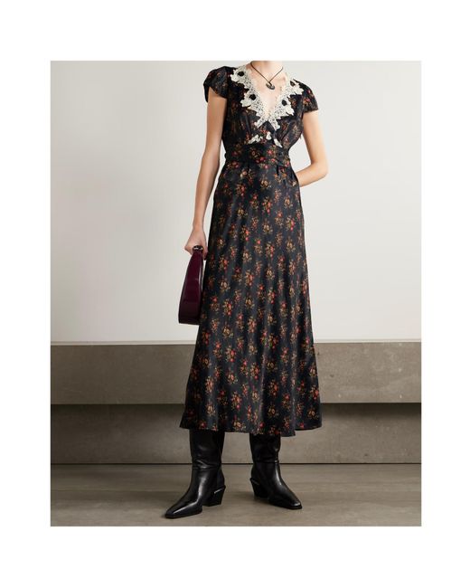 Doen Black Coraline Lace Flower Midi Dress