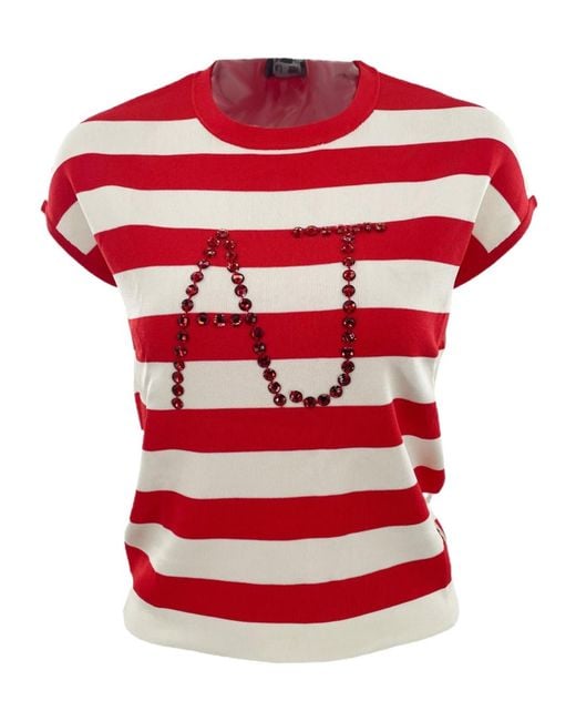 Armani Jeans Red Item O-Neck Short-Sleeved T-Shirt