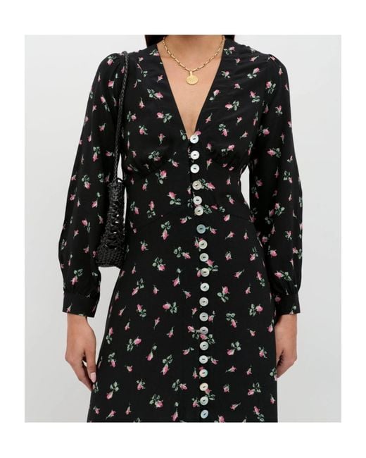 Rixo Black Floral Pattern Dress
