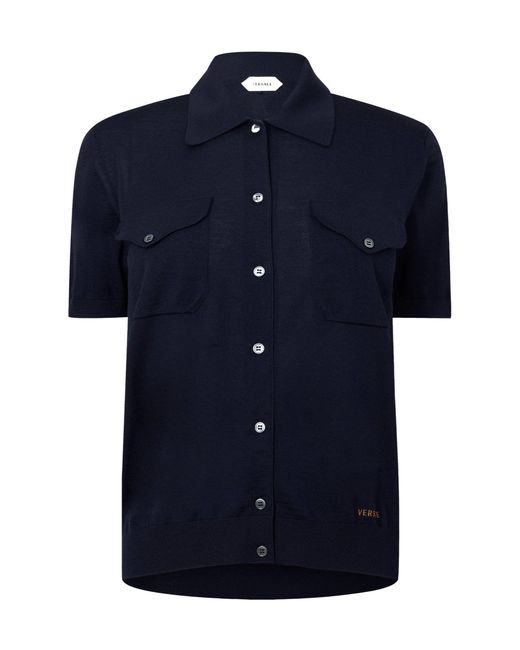 Versace Blue Short-Sleeve Shirt