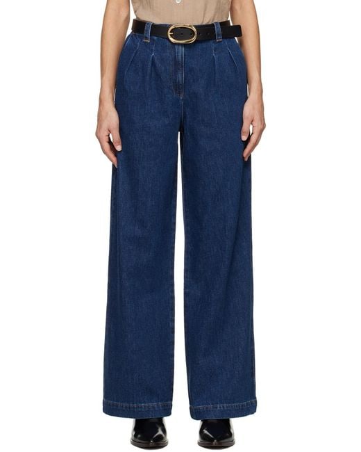 A.P.C. Blue High-Rise Wide-Leg Jeans