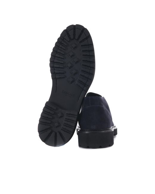 Doucal's Blue Round-Head Ankle Boots for men