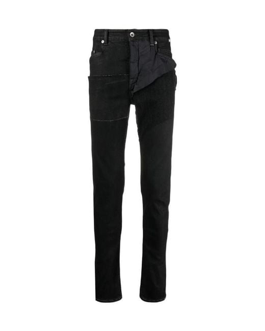 Rick Owens Black Asymmetric-Panel Jeans for men
