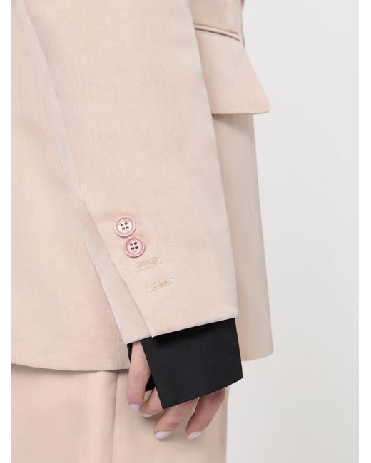 Max Mara Natural Feltro Double-Breasted Tailored Blazer