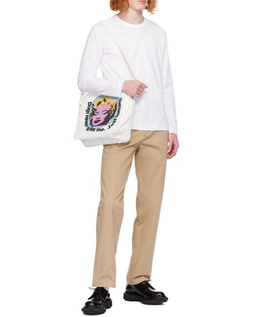 Comme des Garçons White Zipper Shoulder Bag for men