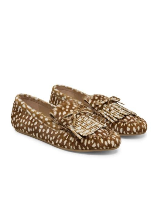 Stuart Weitzman Brown Britt Fringe Moccasin