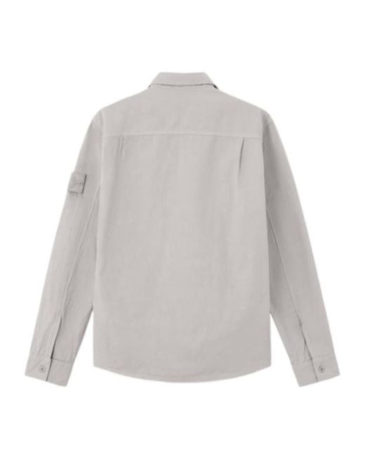 Stone Island Gray Collared Long-Sleeve Shirt for men