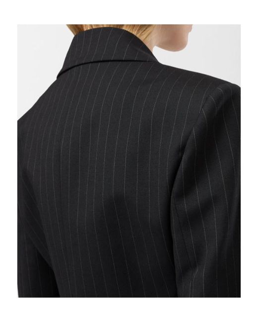 ANDAMANE Black Bianca Pinstripe Fitted Blazer