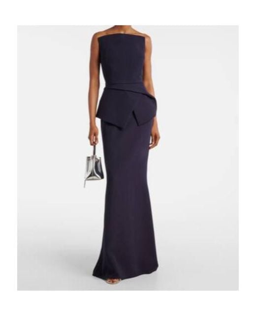 Safiyaa Blue Belted Crêpe Gown