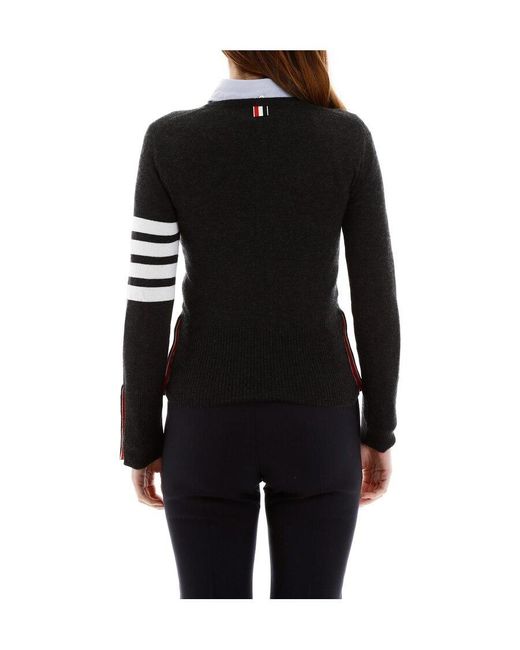 Thom Browne Black 4-Bar Crewneck Jumper